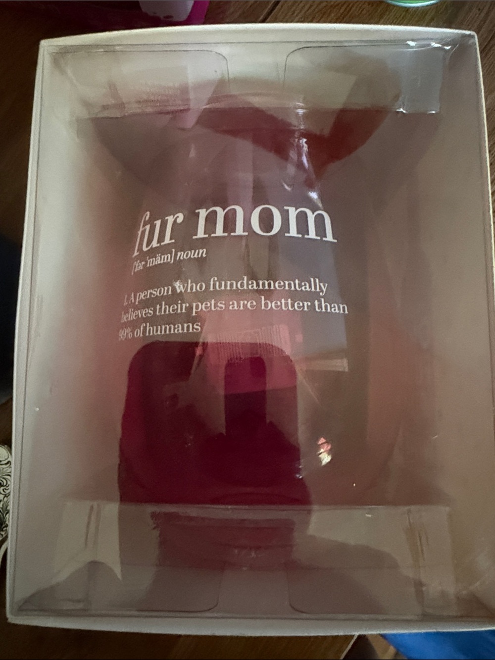 Fur Mom Pink Stemless Wine Glass - Pet Lover Drinkware